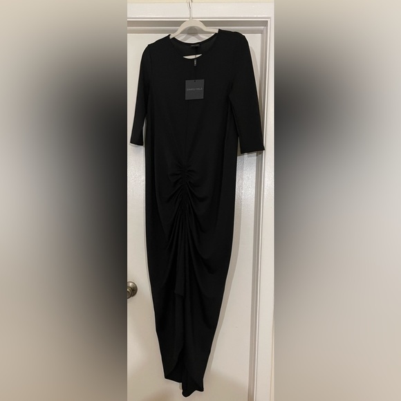 Simply Mila Gathered Black Hi-Lo Dress - Timeless Elegance with a Modern Twist - Picture 8 of 8